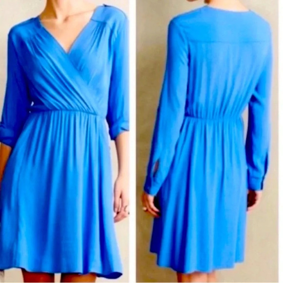 Maeve Anthropologie Lene Crepe Faux Wrap Dress Size XS - Picture 1 of 11
